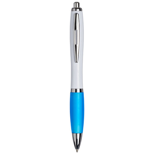 Curvy Ballpoint Pen With White Barrel - Process Blue