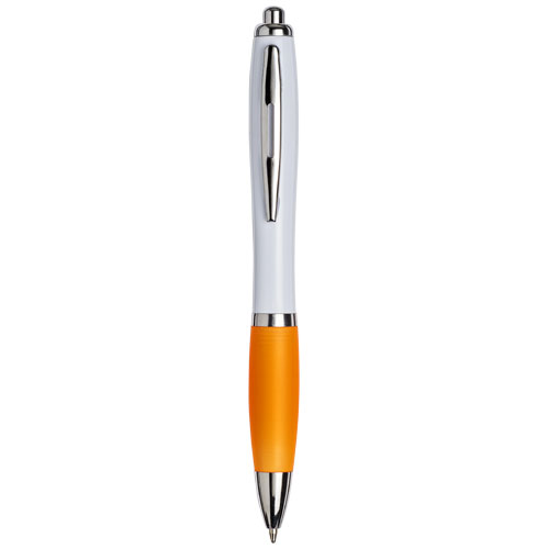 Curvy Ballpoint Pen With White Barrel - Orange