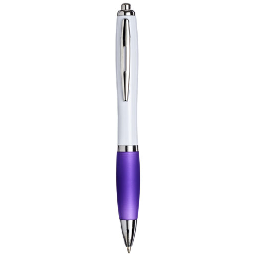 Curvy Ballpoint Pen With White Barrel - Purple