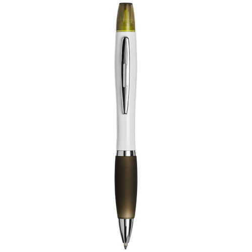 Curvy Ballpoint Pen With Highlighter - Charcoal, White