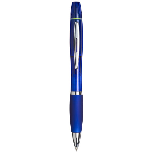 Curvy Ballpoint Pen With Highlighter - Blue