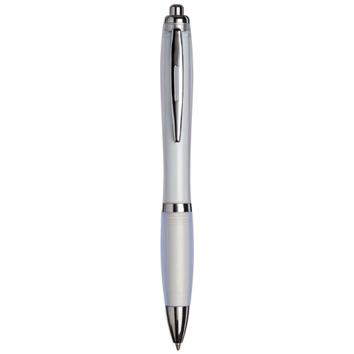Curvy Ballpoint Pen With Frosted Barrel And Grip - White