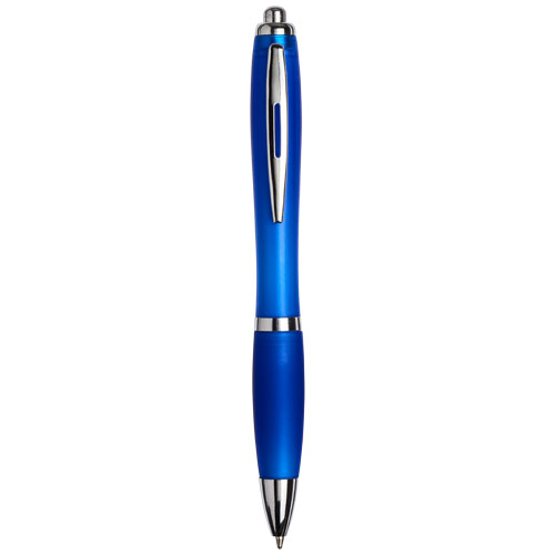 Curvy Ballpoint Pen With Frosted Barrel And Grip - Blue