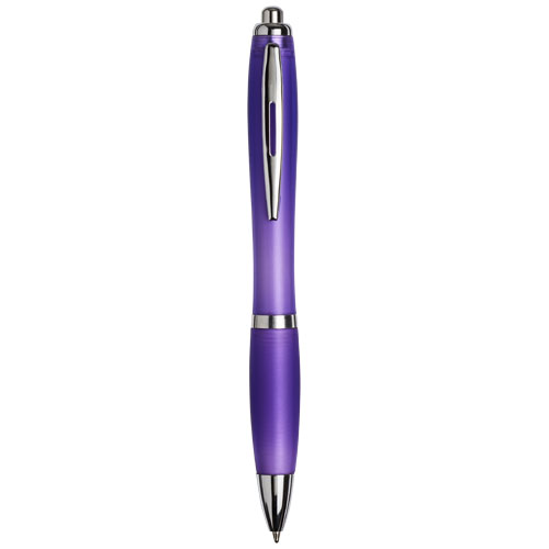 Curvy Ballpoint Pen With Frosted Barrel And Grip - Purple
