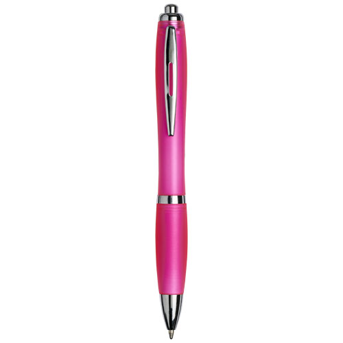 Curvy Ballpoint Pen With Frosted Barrel And Grip - Pink
