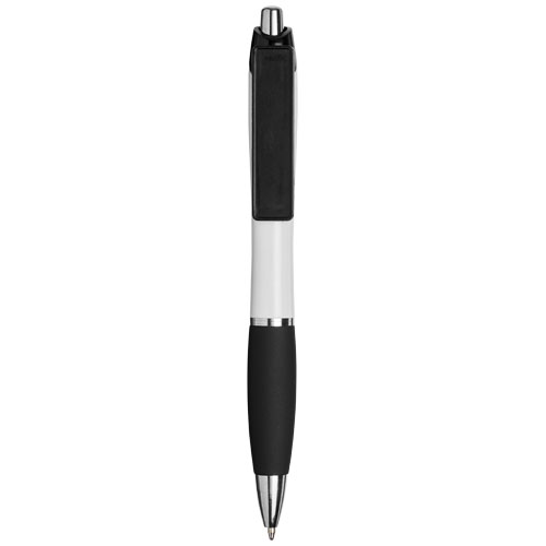 Curvy Ballpoint Pen With Domed Clip - White, Black