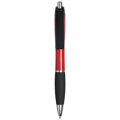 Curvy Ballpoint Pen With Domed Clip - Red, Black