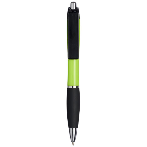 Curvy Ballpoint Pen With Domed Clip - Lime, Black