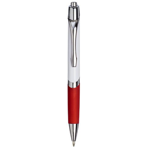 Ellipse Ballpoint Pen With White Barrel - White, Red