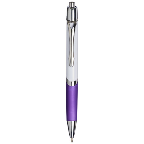 Ellipse Ballpoint Pen With White Barrel - White, Purple