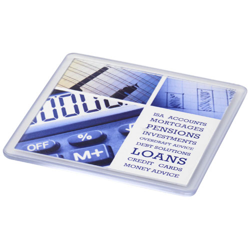 Ellison Square Plastic Coaster With Paper Insert - Transparent Clear