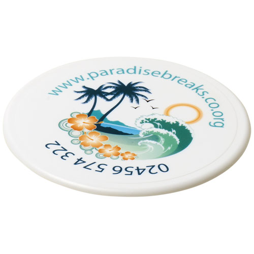 Renzo Round Plastic Coaster - White