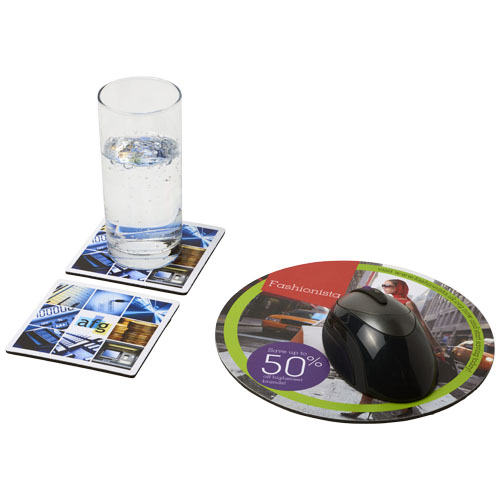 Q-Mat® Mouse Mat And Coaster Set Combo 6 - Black