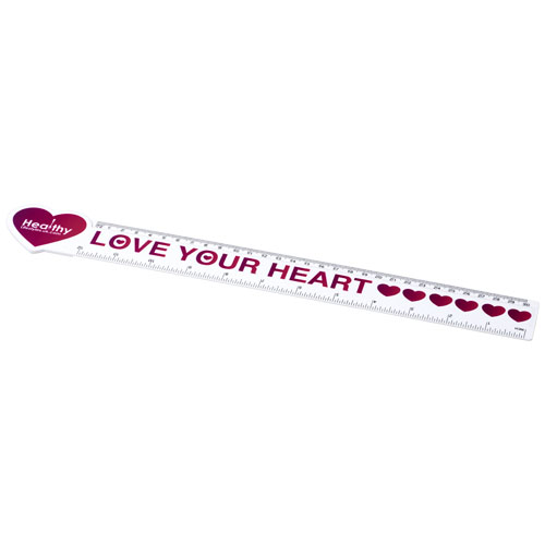 Loki 30 Cm Heart-Shaped Plastic Ruler - White