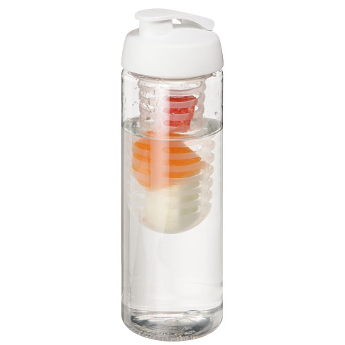 H2O Vibe 850 ml Flip Lid Bottle & Infuser - Transparent, White