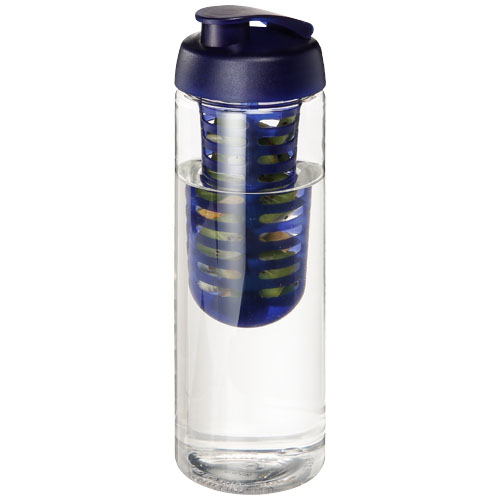 H2O Vibe 850 ml Flip Lid Bottle & Infuser - Transparent, Blue