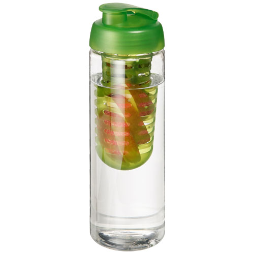 H2O Vibe 850 ml Flip Lid Bottle & Infuser - Transparent, Lime