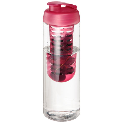 H2O Vibe 850 ml Flip Lid Bottle & Infuser - Transparent, Pink