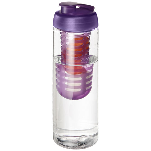 H2O Vibe 850 ml Flip Lid Bottle & Infuser - Transparent, Purple