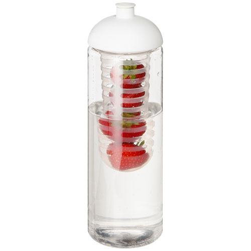 H2O Vibe 850 ml Dome Lid Bottle & Infuser - Transparent, White