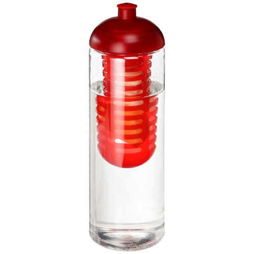 H2O Vibe 850 ml Dome Lid Bottle & Infuser - Transparent, Red