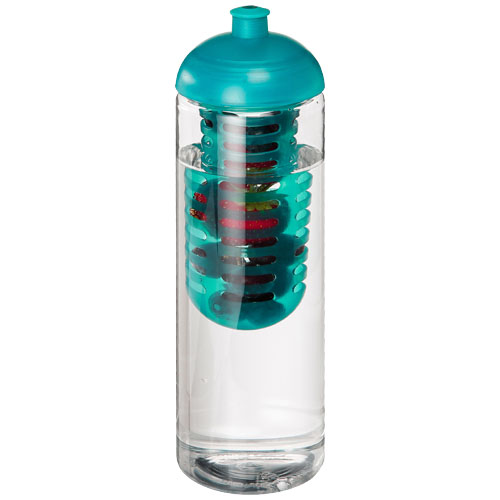 H2O Vibe 850 ml Dome Lid Bottle & Infuser - Transparent, Aqua Blue