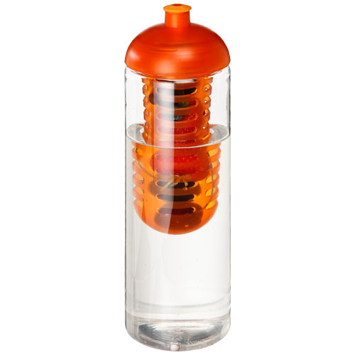 H2O Vibe 850 ml Dome Lid Bottle & Infuser - Transparent, Orange