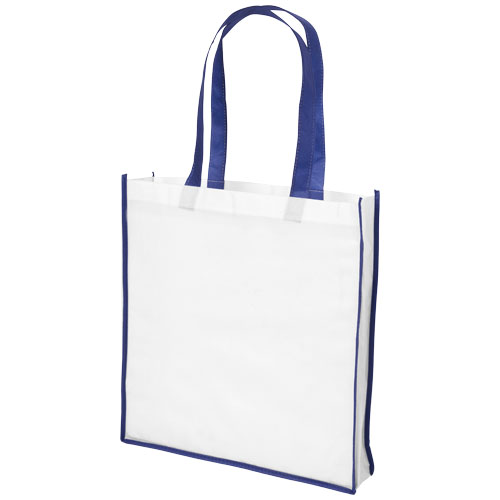 Contrast Large Non-Woven Shopping Tote Bag - White, Blue