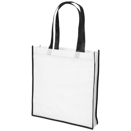 Contrast Large Non-Woven Shopping Tote Bag - White, Black