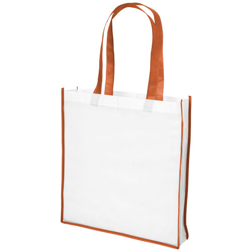 Contrast Large Non-Woven Shopping Tote Bag - White, Orange