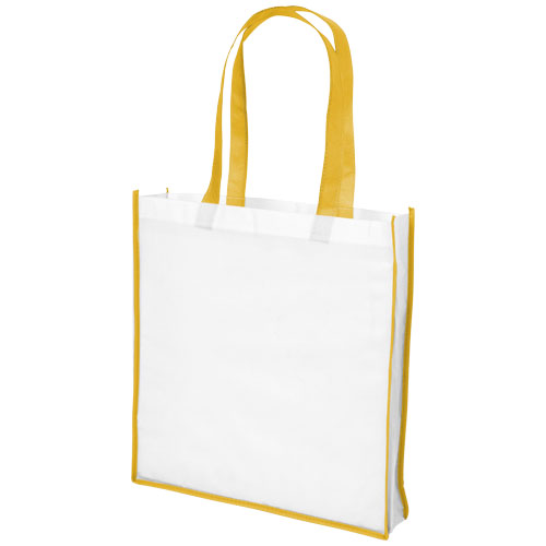 Contrast Large Non-Woven Shopping Tote Bag - White, Yellow