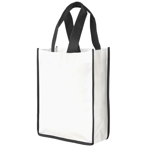Contrast Small Non-Woven Shopping Tote Bag - White, Black