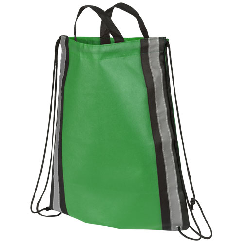 Reflective Non-Woven Drawstring Backpack - Green