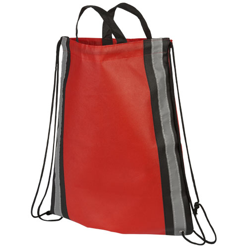 Reflective Non-Woven Drawstring Backpack - Red