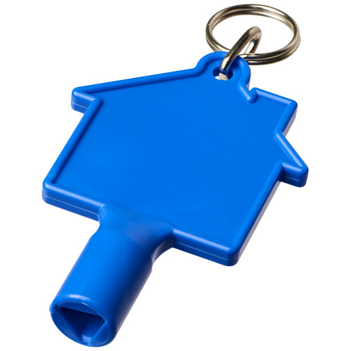 Maximilian House-Shaped Meterbox Key With Keychain - Blue