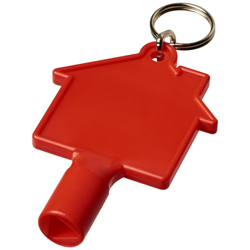Maximilian House-Shaped Meterbox Key With Keychain - Red