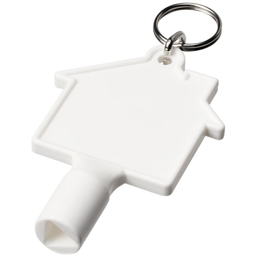 Maximilian House-Shaped Meterbox Key With Keychain - White