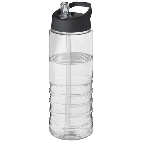 H2O Treble 750 ml Spout Lid Sport Bottle - Transparent, Black