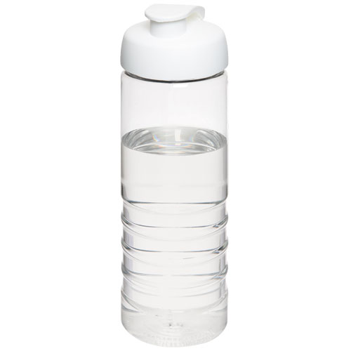 H2O Treble 750 ml Flip Lid Sport Bottle - Transparent, White