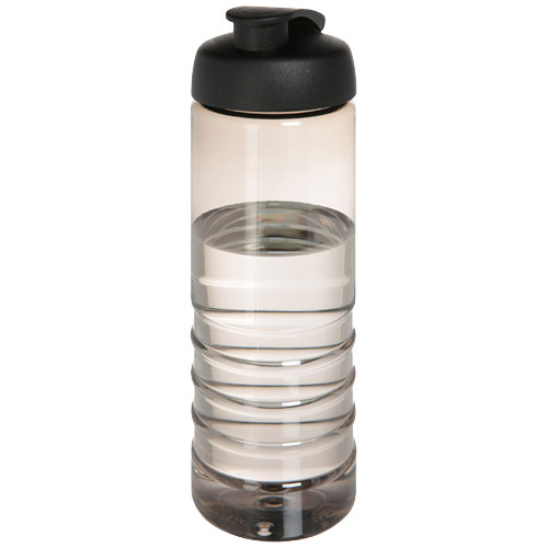 H2O Treble 750 ml Flip Lid Sport Bottle - Charcoal, Black
