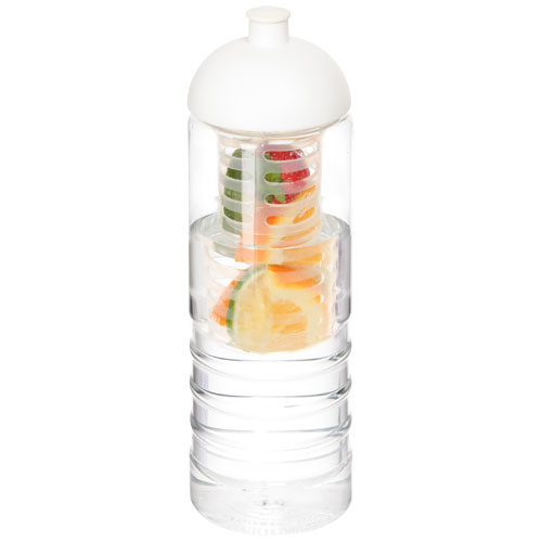 H2O Treble 750 ml Dome Lid Bottle & Infuser - Transparent, White