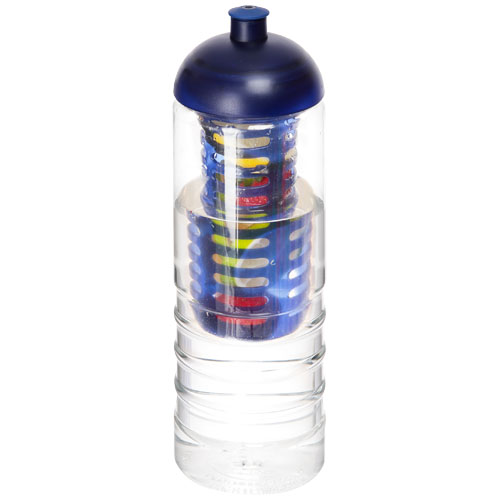 H2O Treble 750 ml Dome Lid Bottle & Infuser - Transparent, Blue