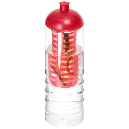 H2O Treble 750 ml Dome Lid Bottle & Infuser - Transparent, Red
