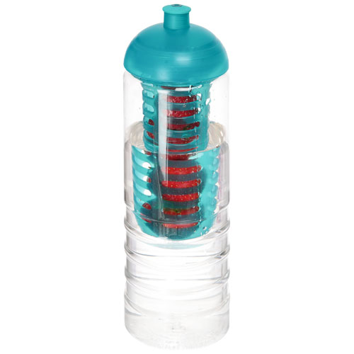 H2O Treble 750 ml Dome Lid Bottle & Infuser - Transparent, Aqua Blue