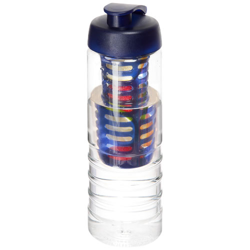 H2O Treble 750 ml Flip Lid Bottle & Infuser - Transparent, Blue