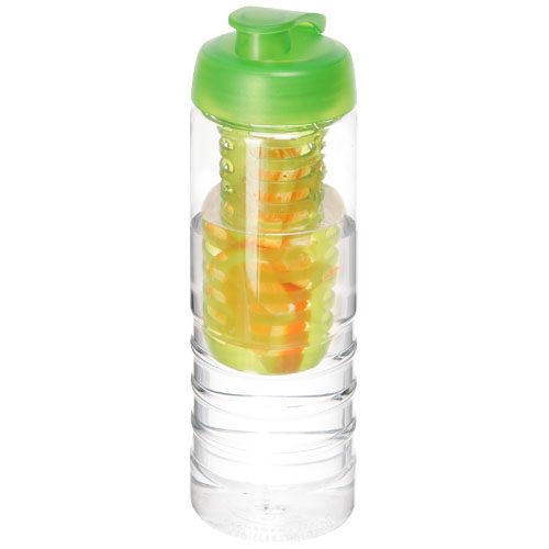 H2O Treble 750 ml Flip Lid Bottle & Infuser - Transparent, Lime