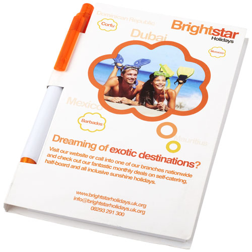 Essential Conference Pack A6 Notepad And Pen - White, Orange