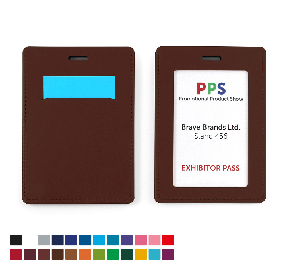Belluno Colours PU Portrait ID Card Holder For A Lanyard Or Clip, With A Card Slot To The Rear