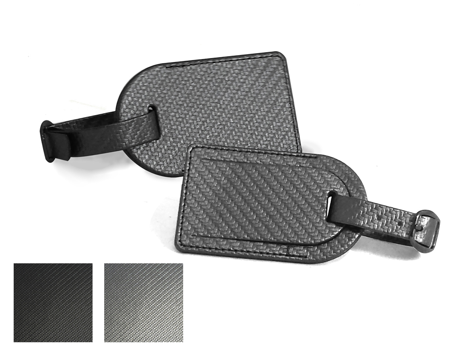 Carbon Fibre Effect Small Luggage Tag With Security Flap