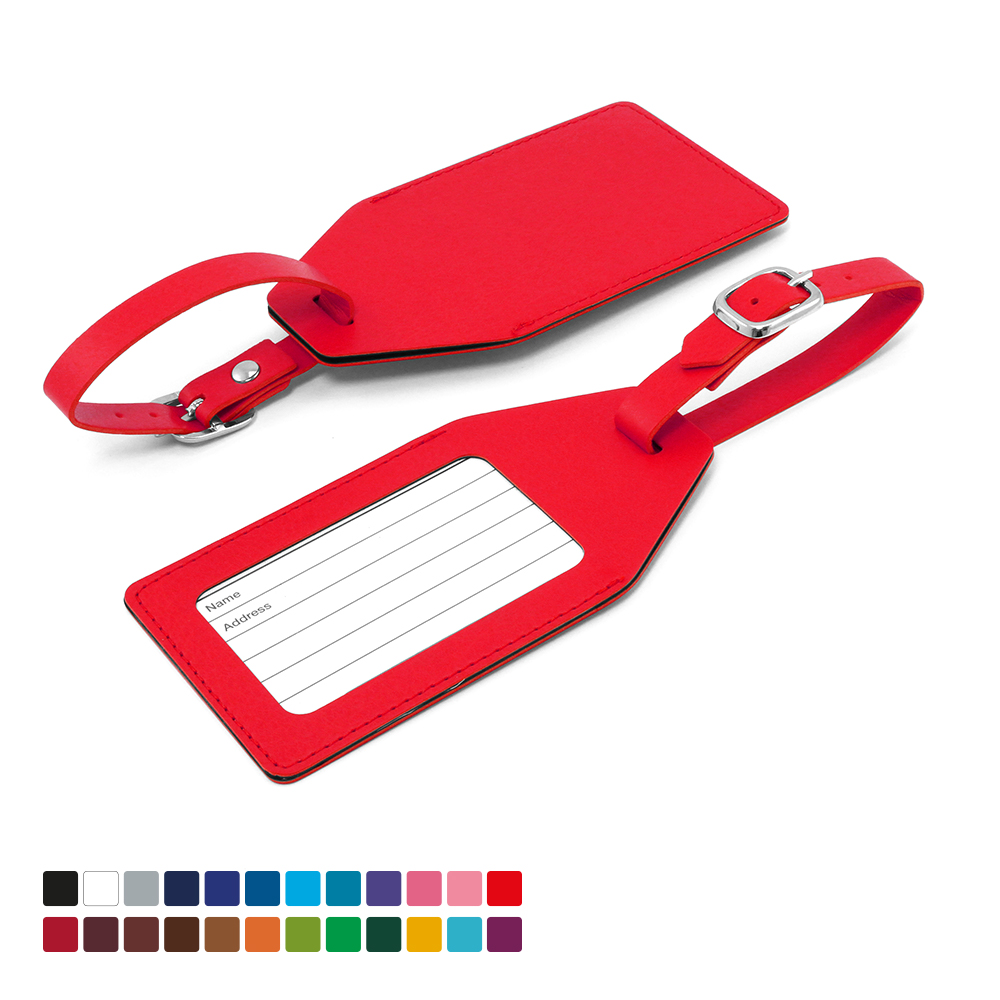 Belluno PU Angled Luggage Tag With Window & Printed Address Card